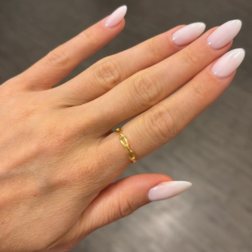 The Camila Thin dainty braided chain link ring s925 sterling silver plated gold